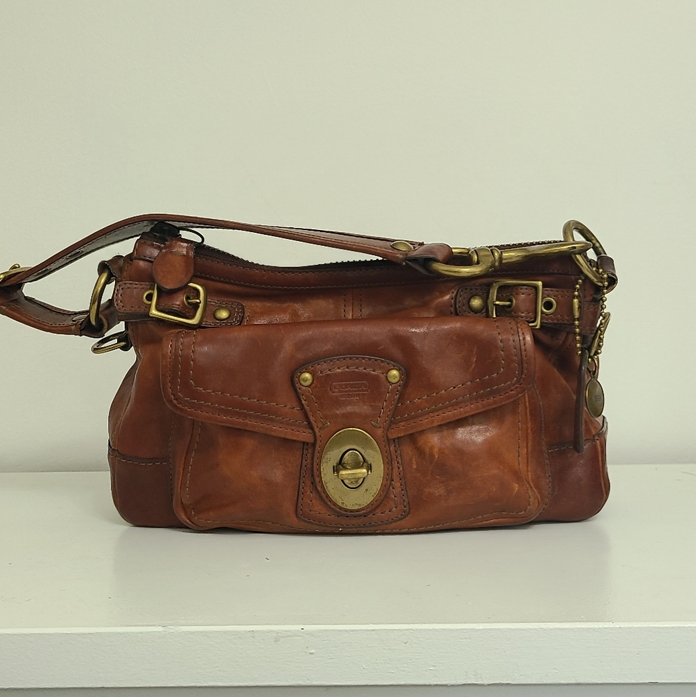 Cognac leather coach purse